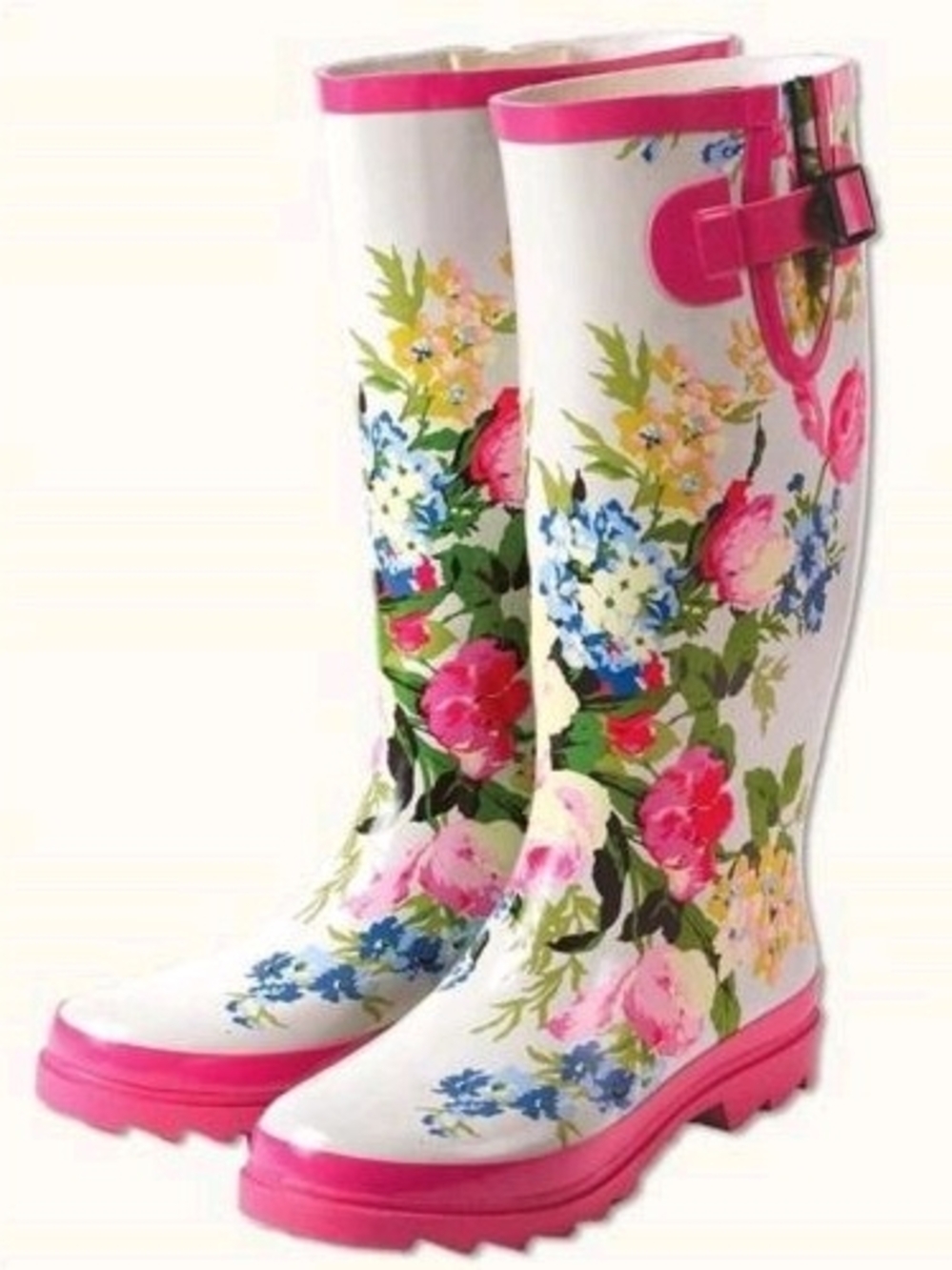 Women's VTC Floral White & Pink Waterproof Rain Boots